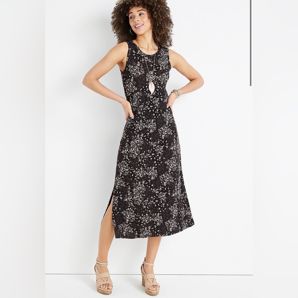 Maurices 24/7 Empire Waist Maxi Sleeveless Dress; pockets; size XL
